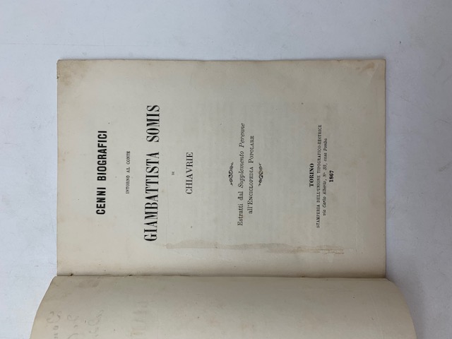 Cenni biografici intorno al Conte Giambattista Somis di Chiavrie